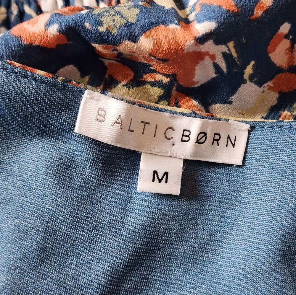 Baltic Born Navy Floral V-Neck Maxi Dress with Peach Accent - Picture 3 of 4